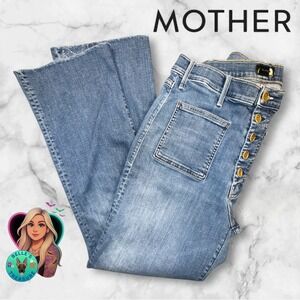MOTHER Jeans Women's 30 Patch Pocket Hustler Ankle Love For Sail Button Fly